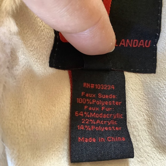 Adrienne Landau Reversible Faux Fur Shearling Coat Ivory Large - Picture 14 of 14